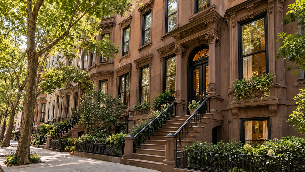 एआई से बना चित्र: Upper West Side से प्रेरित ब्राउनस्टोन और प्रवेश सीढ़ियाँ