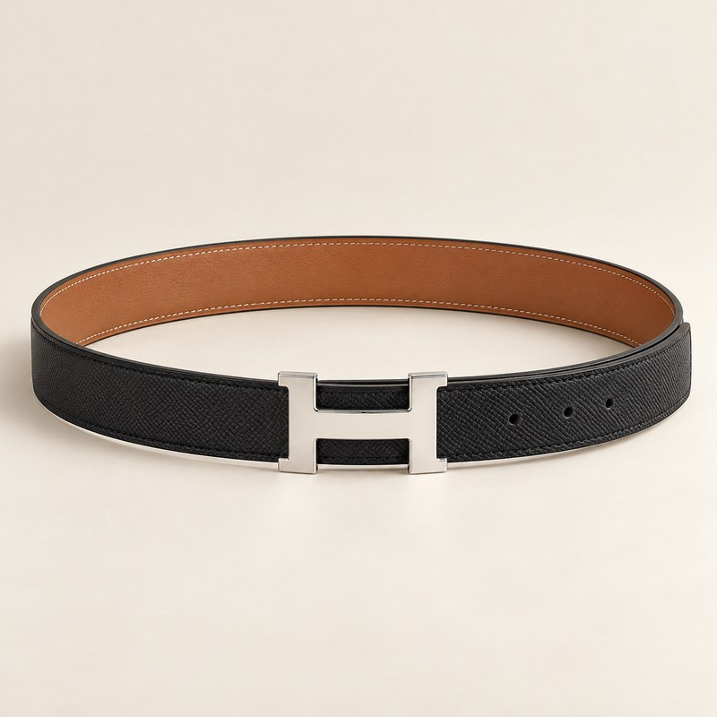 Hermès — Mini Constance belt buckle & Reversible leather strap 24 mm — Ilustración generada por IA
