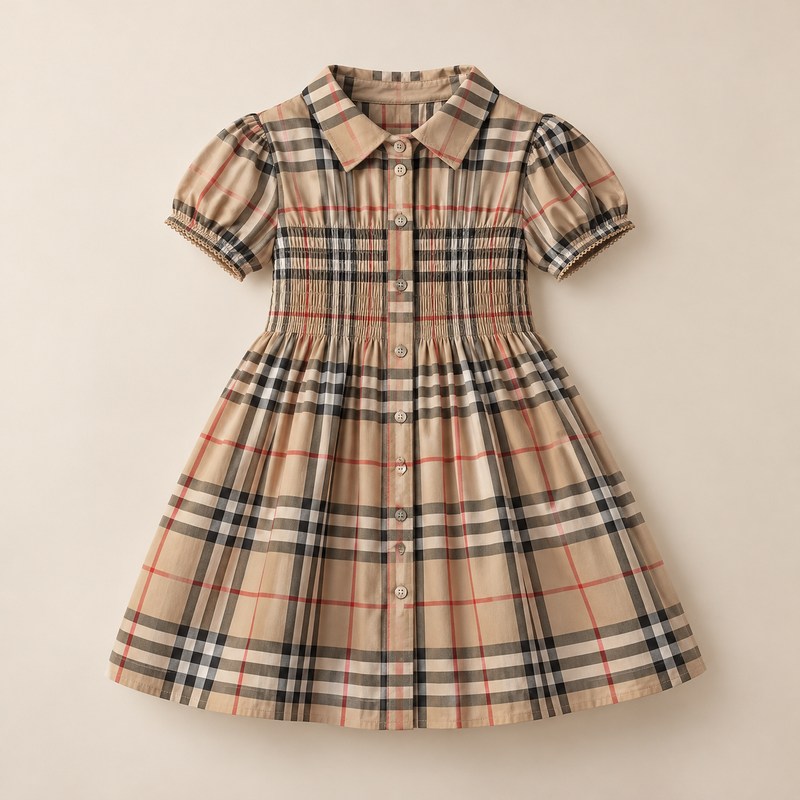 Burberry — Check Cotton Dress — رسم توضيحي مولد بالذكاء الاصطناعي