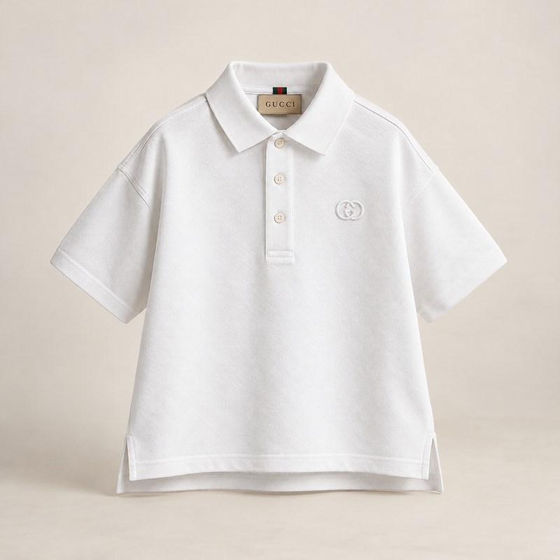 Gucci — Children's cotton piquet polo shirt — رسم توضيحي مولد بالذكاء الاصطناعي