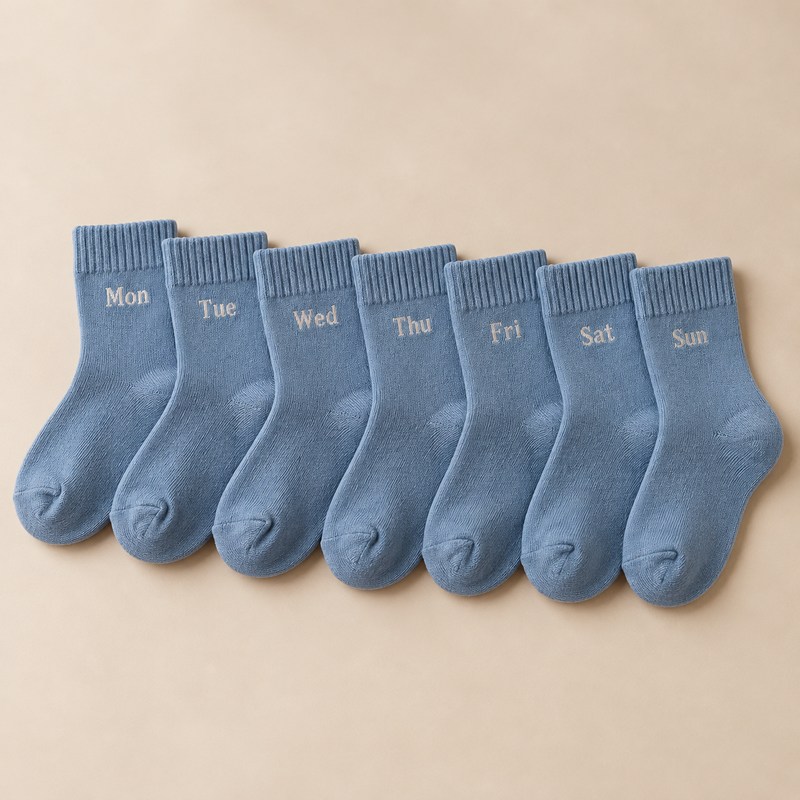 Bonpoint — Blue cotton weekly sock set — Ilustración generada por IA