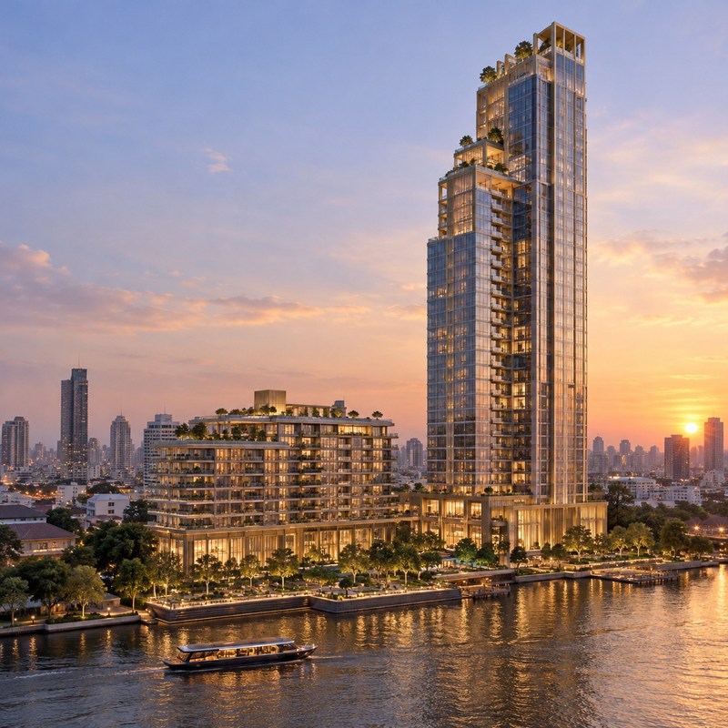 Four Seasons — Four Seasons Private Residences Bangkok at Chao Phraya River — Illustration générée par IA