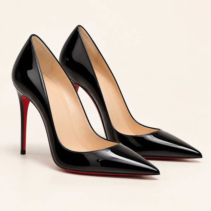 Kate 100 — black patent calf leather — AI-generated illustration