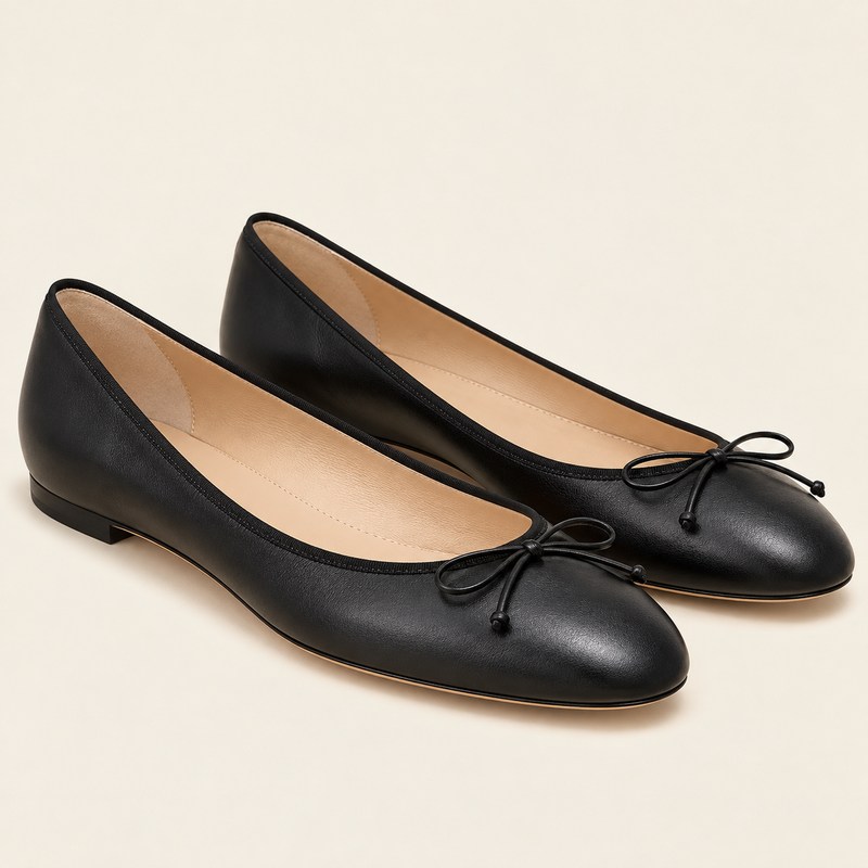 VERALLI — Black Nappa Leather Ballerina Flats — Иллюстрация, созданная ИИ